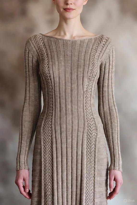 Archway Rib & Cable Maxi Dress Knitting Pattern | Architectural Cable  Design Floor-length - Etsy
