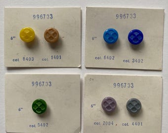 Set of 4 Cards - Rare "Quad-Leaf" Clover Czech Glass Buttons – Geometric Relief