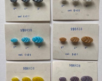 Set of 6 Cards - Sculptural Oval Stepped Czech Glass Buttons in 3 Sizes