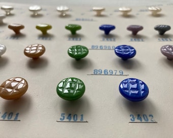 26 Quilted and Oval Buttons - Vintage Czech Glass Sample Card - Pearlized and Pastel Collection