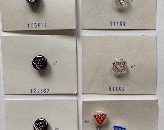 Set of 6 Cards - Geometric "Triangle Cluster" Czech Glass Buttons – Artisan Pattern