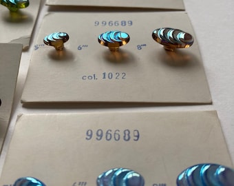 Set of 5 Cards - Aurora Iridescent Oval "Stepped" Buttons – Radiant Czech Glass