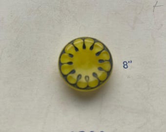 Vintage Jablonec Glass Buttons - Retro Yellow Floral Design - Hand-Sewn Factory Sample Card - Retro 1950s