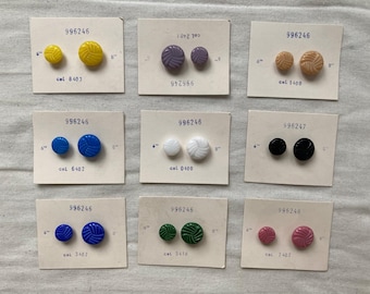9 Vintage Czech Glass Button Sample Cards - Swirl Motif, Full Color Spectrum, Bundle