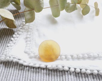 Vintage German Navy Anchor Button - Amber Translucent Glass - WWII Kriegsmarine Style - Jablonec Czech Glass