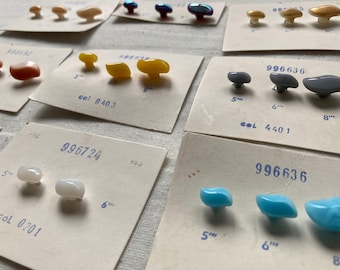 12-Card Set: Vintage Czech Wave-Shaped Buttons - Full Color & Size Spectrum - Rare Professional Wholesale Bundle