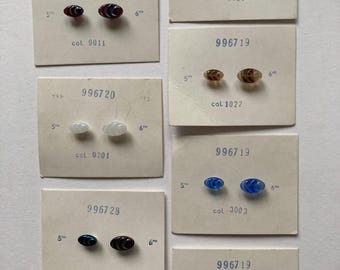 Set of 7 Cards - Art Deco Scalloped Oval Buttons – Iridescent Finish –