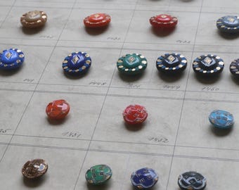 61 Rare Pieces - 1920s-1940s Jablonec Factory Archive - Vibrant Vintage Czech Glass Button Sample Card