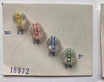 Set of 3 Cards - Vintage Czech Glass Sphere Buttons – Striped with Center Dots