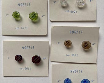 Set of 5 Cards - Iridescent Czech Glass Buttons – Rainbow Luster Striped