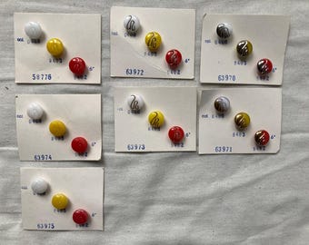 Set of 7 Vintage Czech Sample Cards - Elegant Swan Swirl Buttons - 3-Color Gradient Sets -