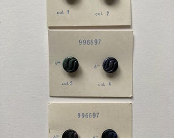 Set of 3 Cards - Artisan "S-Curve" Czech Glass Buttons – Textured Metallic Luster