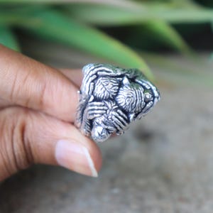 Three Wise Monkeys Ring, 925 Sterling Silver, Designer Ring, Charm Ring, Modern Jewelry, Stackable Ring, Unique Ring, Statement Jewelry