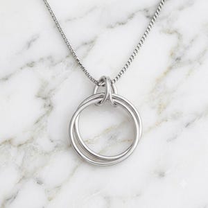 Double Ring Pendant, Interlocking Loop Pendant, 925 Sterling Silver, Handmade Pendant, Dainty Pendant, Modern Jewelry, Statement Pendant