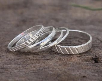 Set med 5 ringar, 925 silverring, damring, vardagsring, handgjord ring, designerring, charmring, enkel silverring, statementring