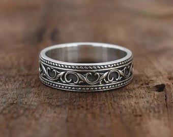 Versailles Fleur De Lis-ring, handgjord ring, 925 sterlingsilver, designerring, Fidget-ring, statement-smycken, stapelbar ring, presentartikel