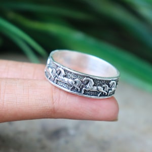 Running Horse Ring, 925 Sterling Silver, Designer Ring, Stackable Ring, Wild Band Ring, Chunky Silver Ring, Boho Ring, Southwestern Jewelry