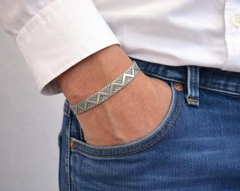 Zikzak Design Armring, Öppen Manschett Armring, 925 Sterling Silver, Handgjord Armring, Charm Armring, Elegant Armring, Unisex Smycken, Justerbar Armring
