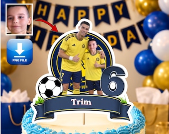 Custom Al Nassr Cristiano Ronaldo Cake Topper Printable, CR7 party decor, Ronaldo Cake decorations (Digital Download)