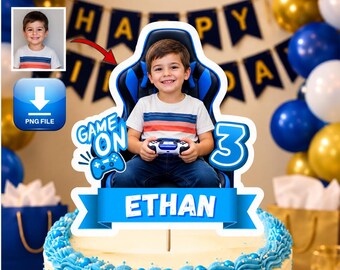 Custom Gaming Cake Topper Printable, Gaming Cake decor, Gamer Party decoration (Digital Download)