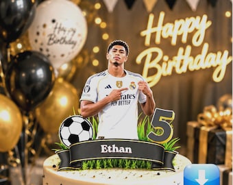 Personalized Jude Bellingham Cake Topper Printable, Bellingham Party decor, Soccer Birthday Cake Decoration (Digital Download)