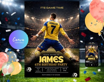 Bearbeitbare Crinkledo Geburtstagseinladungsvorlage, cr7 Geburtstagseinladungskarte, Cr7 Kindergeburtstagseinladung (Digitaler Download)
