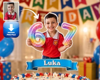 Personalized 6 7 Birthday Cake Topper Digital, 6 7 Party decor, 6 7 Cake Decoration (Digital Download)