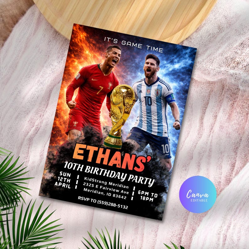 World cup birthday party invitation