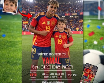 Custom Yamal Birthday Party Invitation: Yamal Decoration, Lamine Yamal party decor (Digital Download)