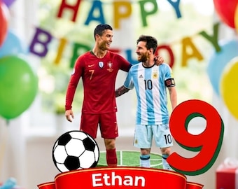 Custom Ronaldo and Messi Cake Topper: CR7 Messi Cake Decor, Messi Ronaldo Cake Decoration birthday (Digital Download)