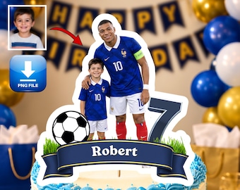 Personalized Mbappe Cake Topper, Mbappe Party decor, Soccer Birthday Cake Decoration Printable (Digital Download)