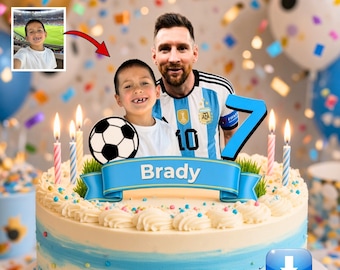 Custom Messi Cake topper Printable: Messi party decor, Soccer Birthday decor (Digital Download)