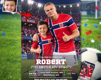 Erling Haaland Birthday Party Invitation Digital: Soccer Birthday invite Printable, Digital Size (Digital Download)