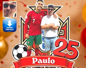 Custom Soccer Birthday Cake Topper with Your Favorite Player, Soccer Birthday decor, Soccer Party Decoration (Digital Download)