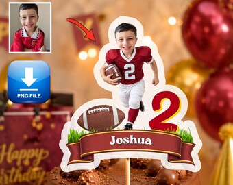 Personalized Football Cake Topper: Football Party Decor, Football Birthday Decorations (Digital Download)