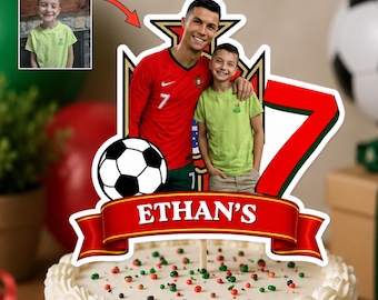 Personalized Cristiano Ronaldo Cake Topper, CR7 Party decor, Soccer Birthday Cake Decoration Printable (Digital Download)