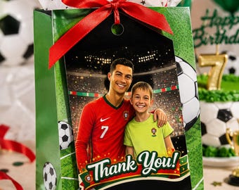 Personalized Ronaldo Thank you Tag, CR7 with Photo Thank you Card design (Digital Download)
