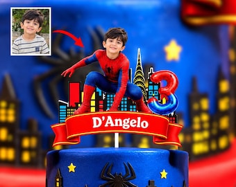 Personalized Photo Spidey Cake Topper Printable, Spidey Party decor, Spidey Birthday Cake Decoration (Digital Download)