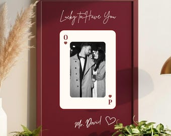 Custom Playing Card Photo Print Template, Lucky to have you Canva Template, Anniversary Gift (Digital Download)
