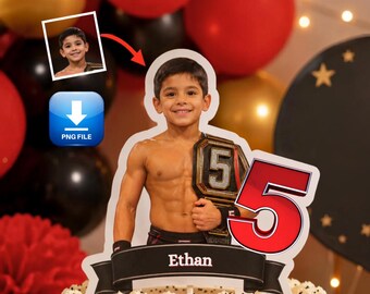 Personalized Wrestling Cake topper Birthday: Wrestling Party decor, Digital Download (Made to Order)