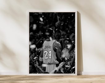 Kobe Bryant Black and White Basketball Poster, Lakers Legend Wall Art (Digital Download)