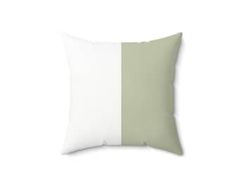Minimal Two-Tone Vertical Stripe Square Pillow | Sage and White