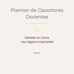 Planner Oposiciones Docentes  Editable | Agenda Maestros PDF + Canva | Organizador Temario Completo | Tracker Estudio + Simulacros