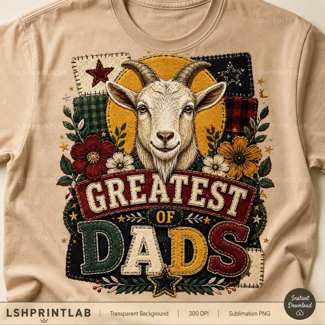 GOAT Dad PNG, Greatest Dads Shirt Design, Patchwork Sublimation ...
