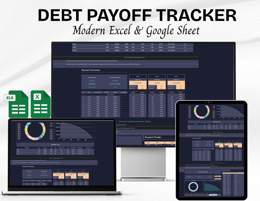Debt Payoff Tracker Spreadsheet | Excel Google Sheets | Snowball ...