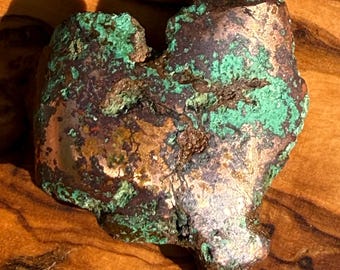 Natural Native Copper Heart | Iroquois Mine Michigan | Keweenaw Copper Specimen | Walnut Display Base | One of a Kind
