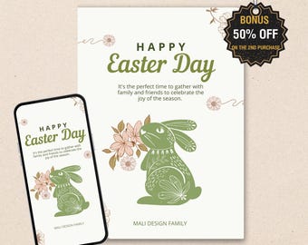 Easter Bunny Card – Spring Greeting Template (Digital Download)