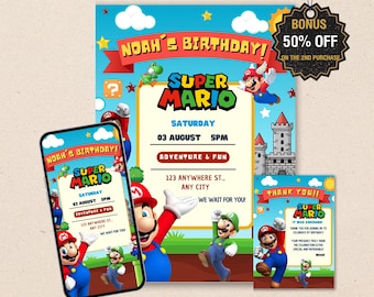 Video Game Plumber Birthday Invitation – Kids Gaming Party Invite Template (Digital Download)