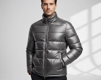 Chaqueta acolchada elegante para hombre: abrigo de invierno cálido, chaqueta de exterior moderna, ropa de abrigo informal y deportiva.