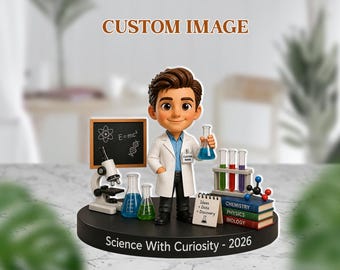 Placa acrílica personalizada para científico, regalo para profesor de ciencias, química, física, biología, decoración de escritorio, laboratorio, investigación, nombre personalizado, oficina